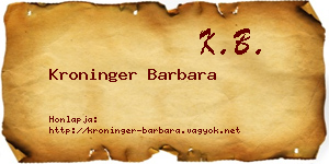 Kroninger Barbara névjegykártya